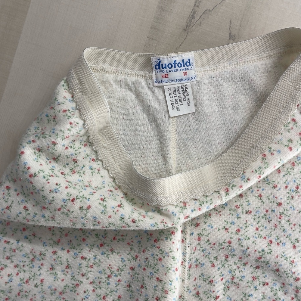 vtg 70s DUOFOLD floral layering leggings pants pajamas lounge ski snow warm 10